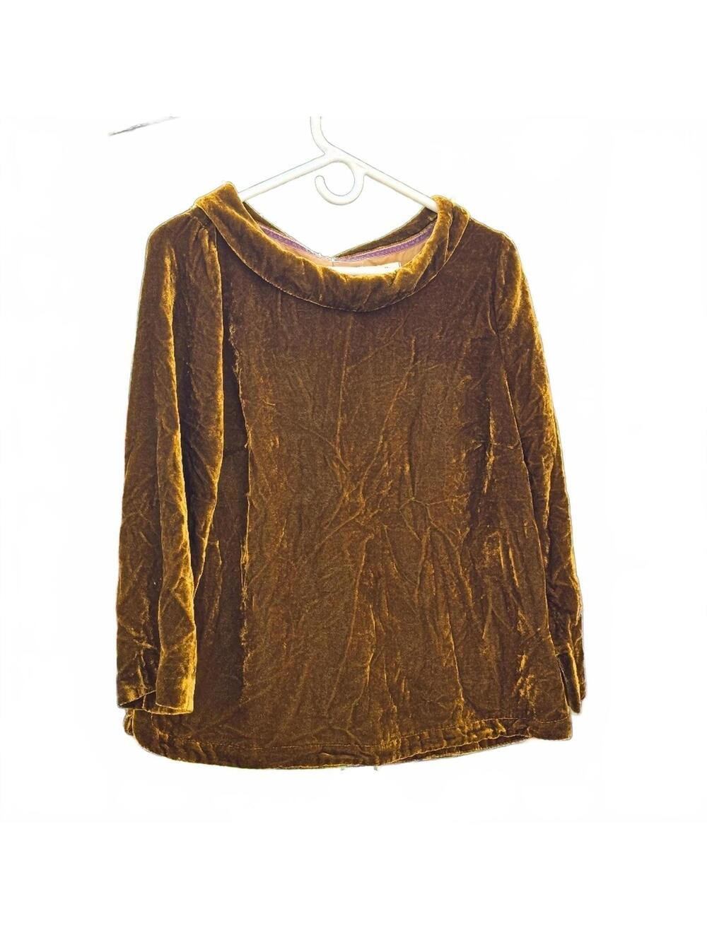 White Stuff Vintage Vibe Crushed Velvet Boxy Gold Top UK Size 12/US Size 8